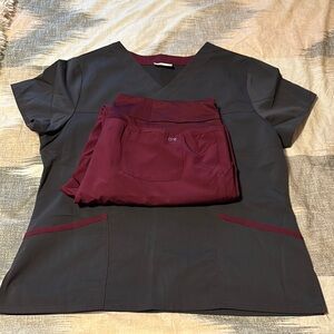 Barco One/Scrubstar Scrub Set - Black and Burgundy